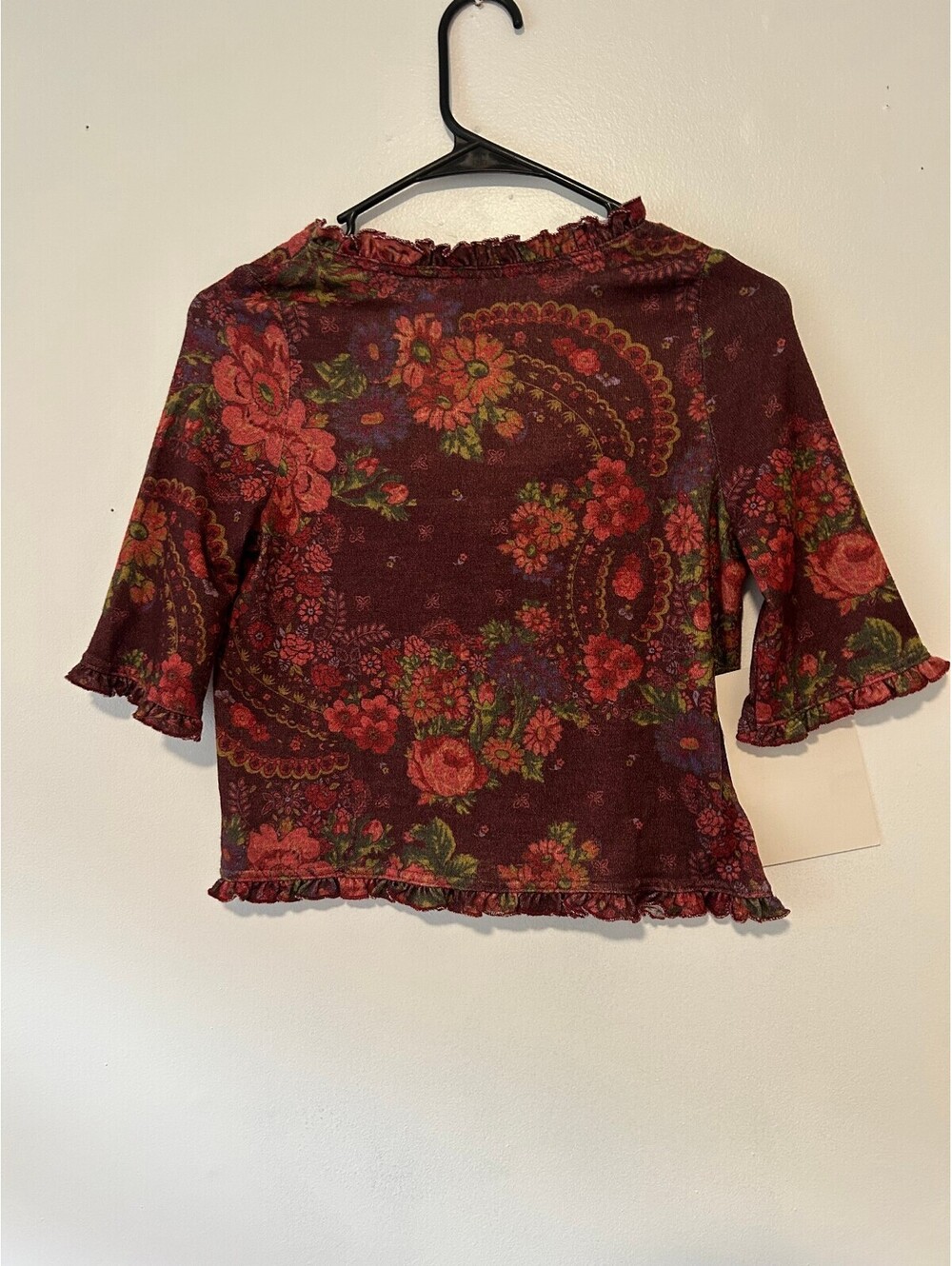 Natural Life NWT Sample Juliet Floral Ruffle Top Small Boho Cardigan - Picture 2 of 4